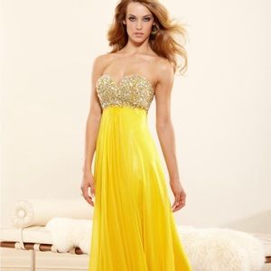 Terani Couture- strapless, yellow dress
